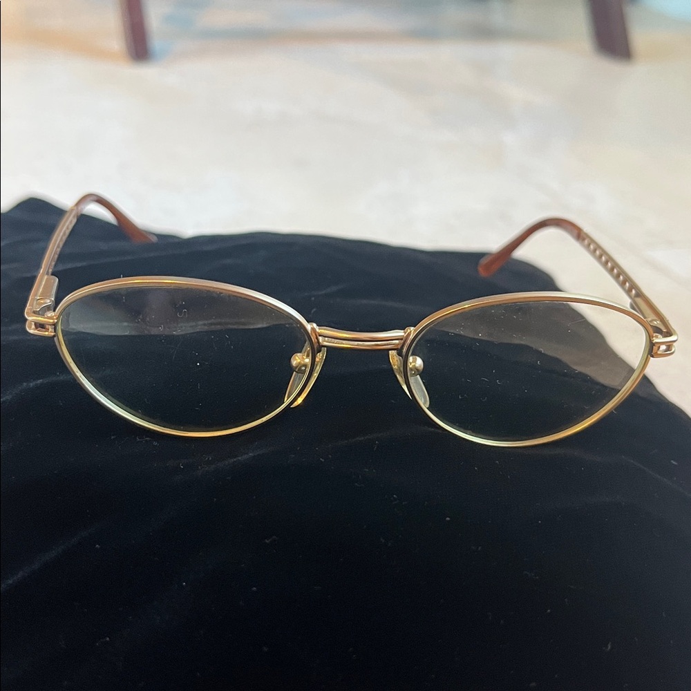 Vintage ‘90s Moschino Gold Metal Oval Eyeglasses